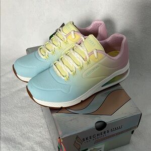 Skechers Women's Multicolor Sneakers - Blue, Yellow, Pink (runs small)